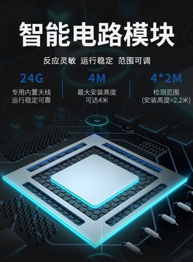 保利德单向感应204oGD微波传感器商用自动门传感器探头通用玻璃门