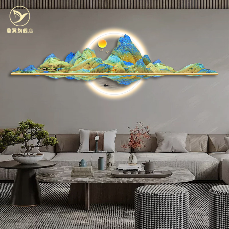 背有靠山a客厅装饰画高档大气沙发背景墙轻奢高级感led灯发光挂画,家居饰品,现代装饰画,淘宝优惠券,粉丝福利购,淘宝优惠卷