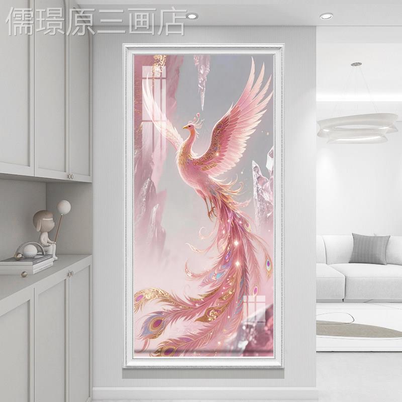 国风格玄幻凤凰潮装饰画入玄关好寓意壁墙画高户档走廊过道背景画图片