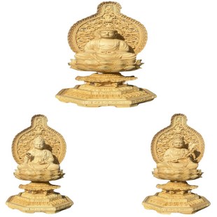 桧木精雕西方三圣净瓶观音阿弥陀佛大势至摆件P家居客厅装 饰工艺