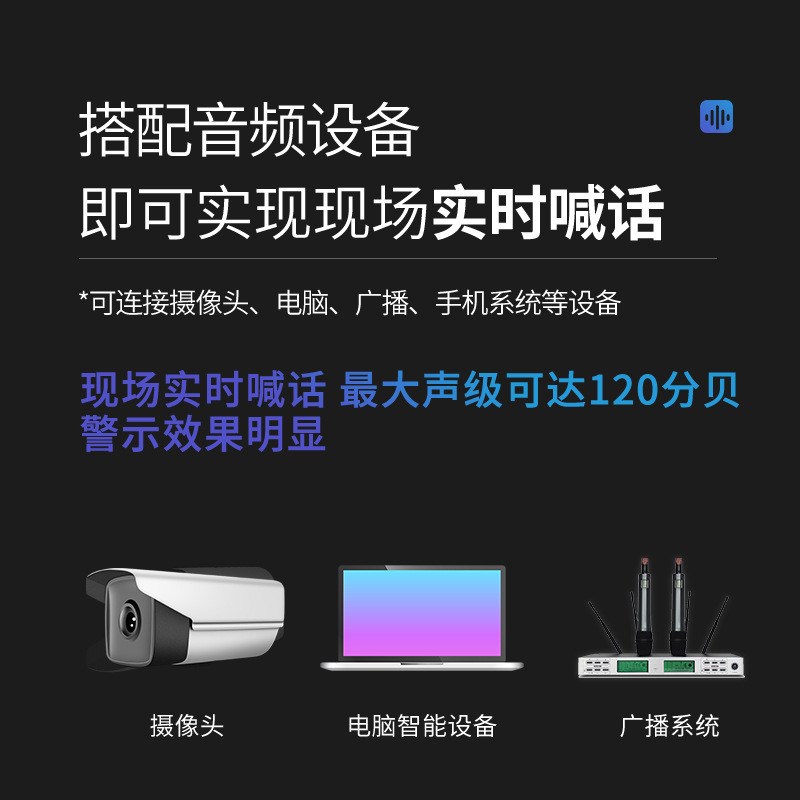 HXA-B02A声光报警器实时对讲3.5mm音频O输入语音提示器工厂道路