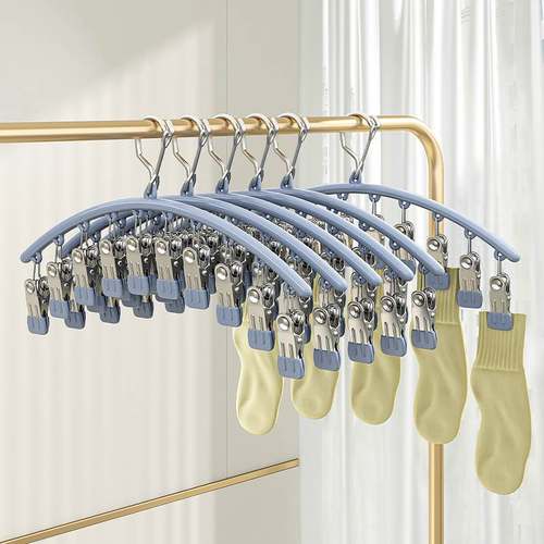 极速不锈b钢袜子夹多夹子防风无痕家用晾内裤衣架多功能晒袜子专