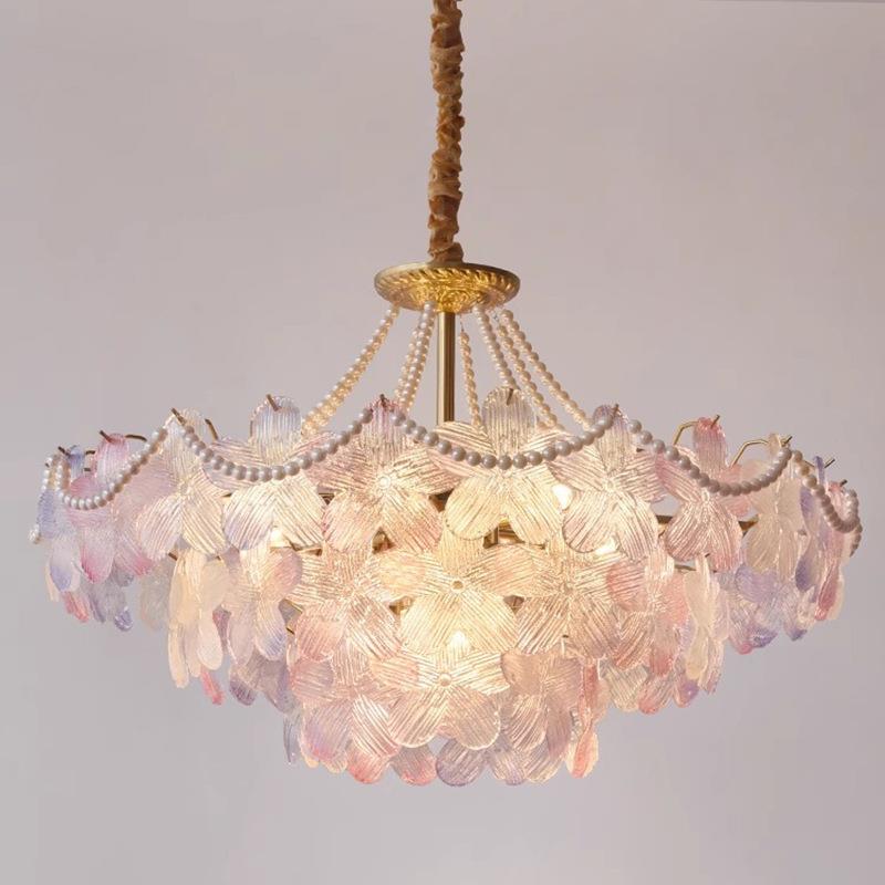 法式水晶灯客厅吊灯创意五叶花简约现代主卧室灯餐厅新款中山灯具