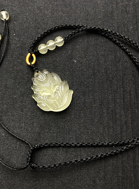 天然粉晶九尾狐狸半珠链女款时尚项链玛瑙饰品粉水晶轻奢吊坠