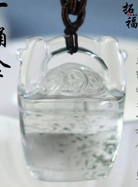 厂家批发天然绿幽灵一桶金吊坠项链毛衣链项坠饰品礼物首饰情侣
