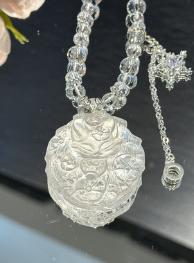 天然白水晶苏苏狐狸吊坠双面雕刻可爱九尾狐牌搭配万能百搭珠链