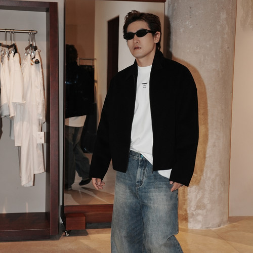 羊绒羊毛翻领轻奢商务短外套夹克