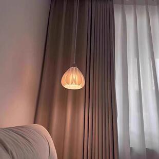 法式复古小吊灯床头吊线灯原木奶油风主卧室氛围灯玄关过道高级感