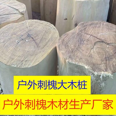 刺槐木原木木桩立柱户外游乐木方去皮