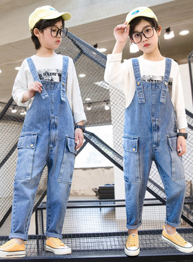 Z299早阳童2024春季新款中大童个性时尚韩版洋气潮多包背带裤男童