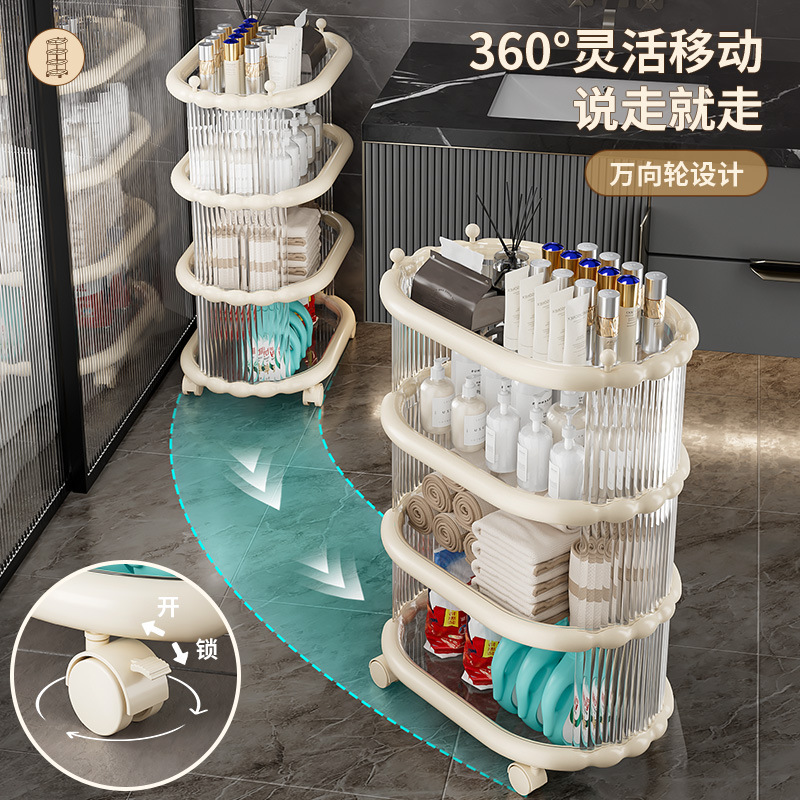 多层移动零食收纳架置物架落地小推车亚克力收纳床边架子塑料