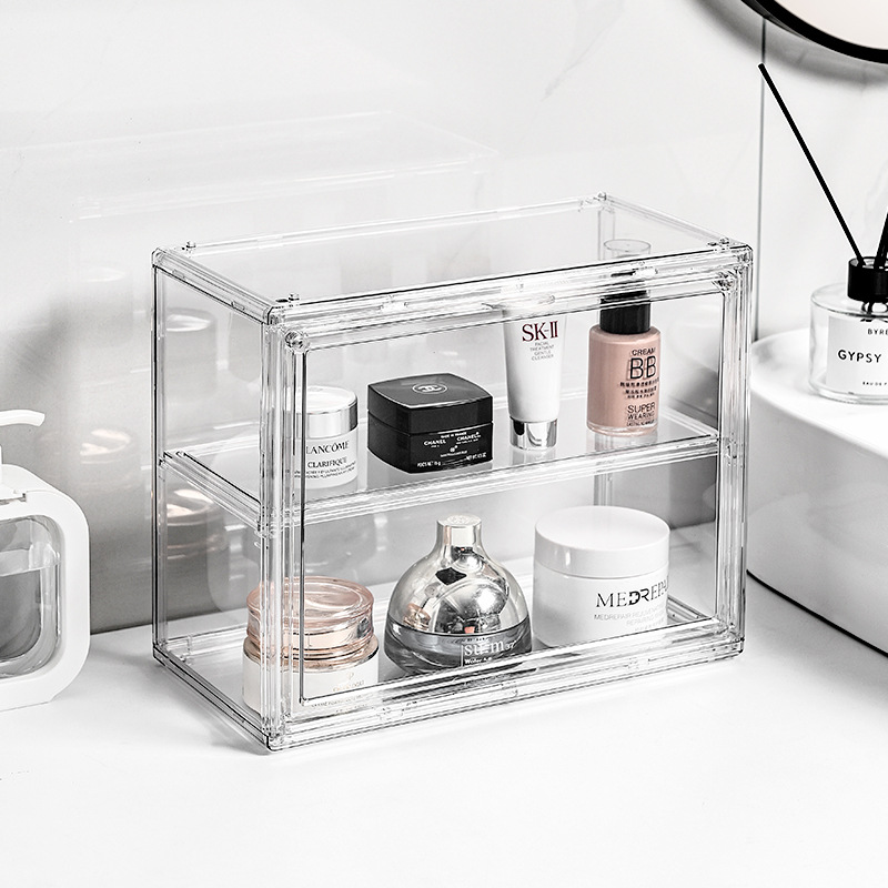 化妆品收纳盒桌面防尘亚克力透明大容量梳妆台护肤高级感架置物架
