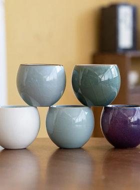 仿宋代五大名窑 汝窑品茗杯陶瓷茶碗茶盏功夫茶具茶杯不倒杯哥定