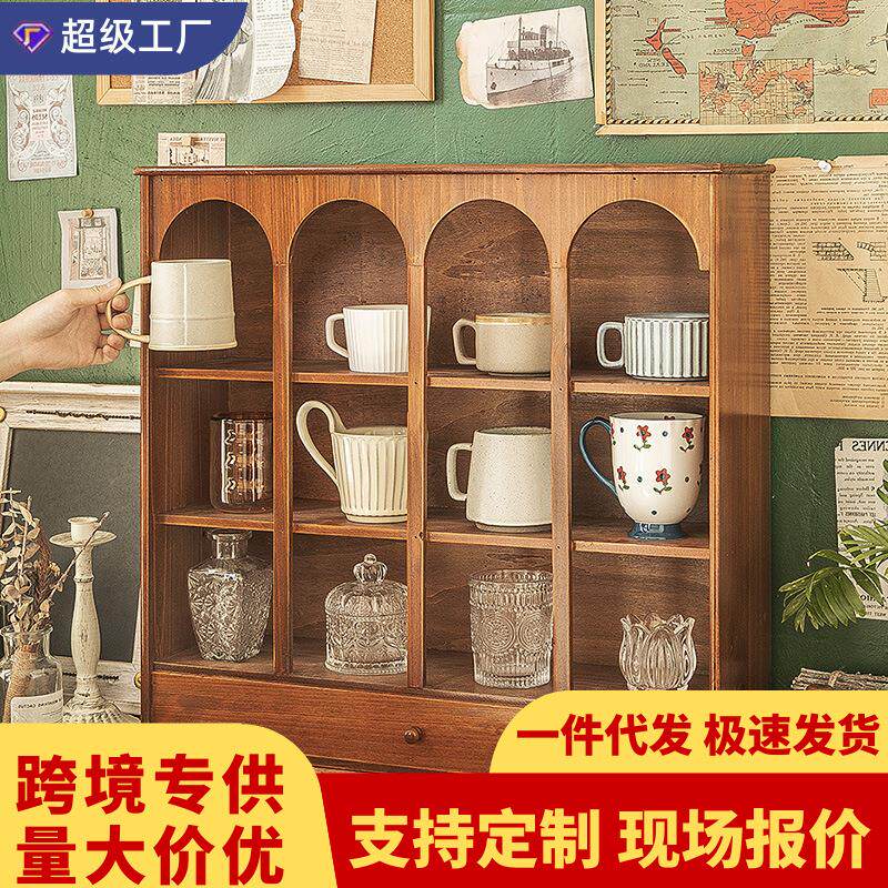 分格化妆品整理梳妆台木质复古收纳盒办公桌面杯子茶杯抽屉置物架