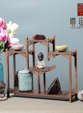 鸡翅木博古架红木多宝阁文玩展示架家居木制工艺品摆件