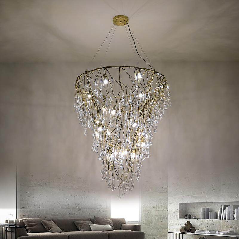 复式楼别墅客厅大吊灯样板房酒店售楼处大堂设计师创意楼梯长吊灯,家装灯饰光源,智能吊灯,淘宝优惠券,粉丝福利购,淘宝优惠卷