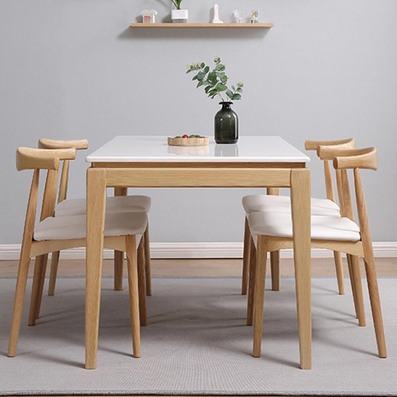 北欧岩板餐桌1.2米小户型全实木4/6人饭桌现代简约家用岩板饭桌子