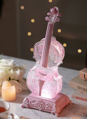 飘雪儿童小提琴摆件音乐盒八音盒水晶球小女孩实用生日礼物女生