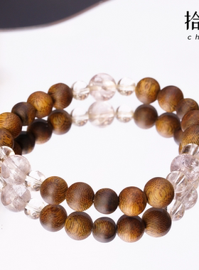 拾献·【三辰 紫阿塞白水晶奇楠沉香手串】手链饰品