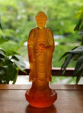 极速禅悦佛艺古法琉璃西方三圣阿弥陀佛大势至菩萨观X音菩萨佛像