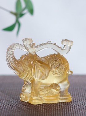 极速禅悦佛艺手i工古法琉璃吉祥如意六牙白象动物守财客厅摆件汽