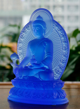 极速古法琉璃药师佛n七佛寺庙佛像药师光如来居家客厅供奉用品摆