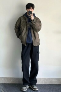 冬天新款穿搭套装设计感高级感穿搭男生酷帅穿搭套装冬季痞帅男装
