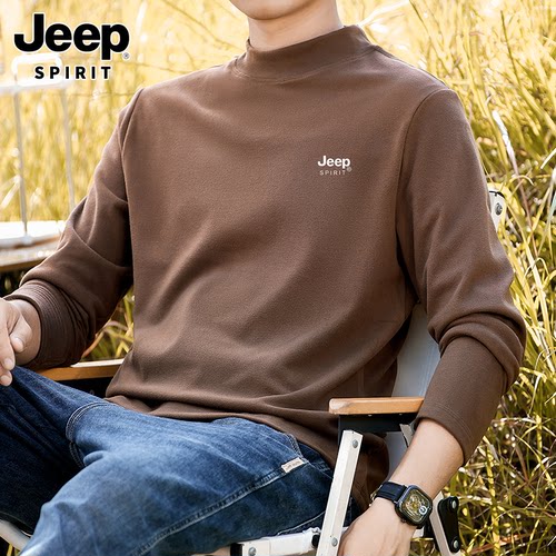 吉普自发热双面绒打底衫长袖休闲