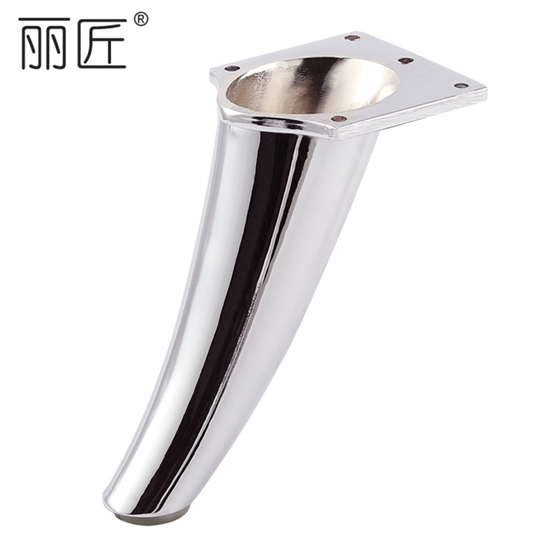 丽匠推荐优质贵妃椅光铬沙发腿 弯曲倾斜弯弧度柜脚 锌合金香蕉脚