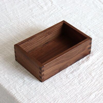 黑胡桃木实木收纳盒榫卯结构木盒 日式风格木质收纳盒长方形正方
