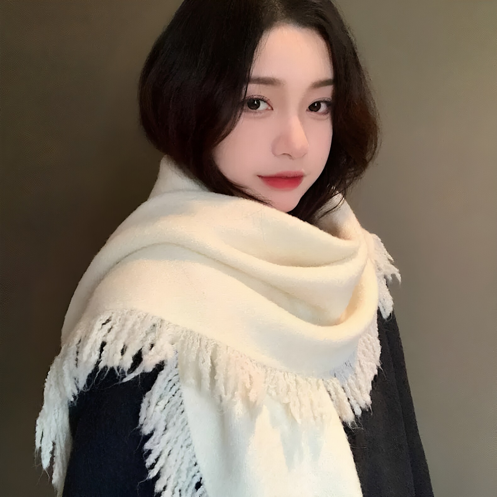 秋冬含羊毛加厚保暖针织披肩围巾