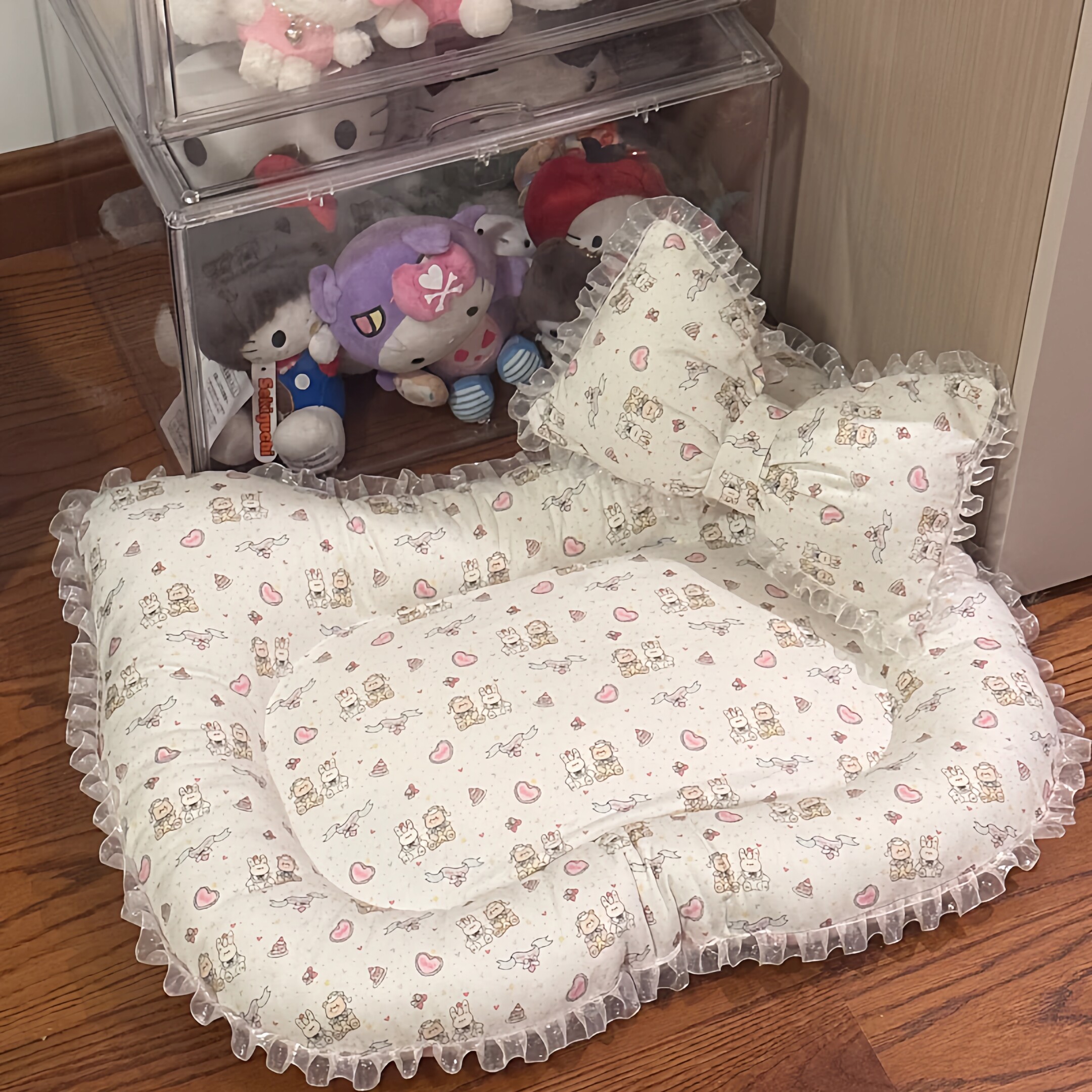 猫窝狗窝珍珠棉双面印花图韩版碎花粉色蝴蝶结小型宠物犬狗窝狗垫