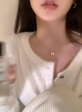 小众高级H字母通体钛钢项链女气质百搭毛衣链锁骨链网红配饰颈链