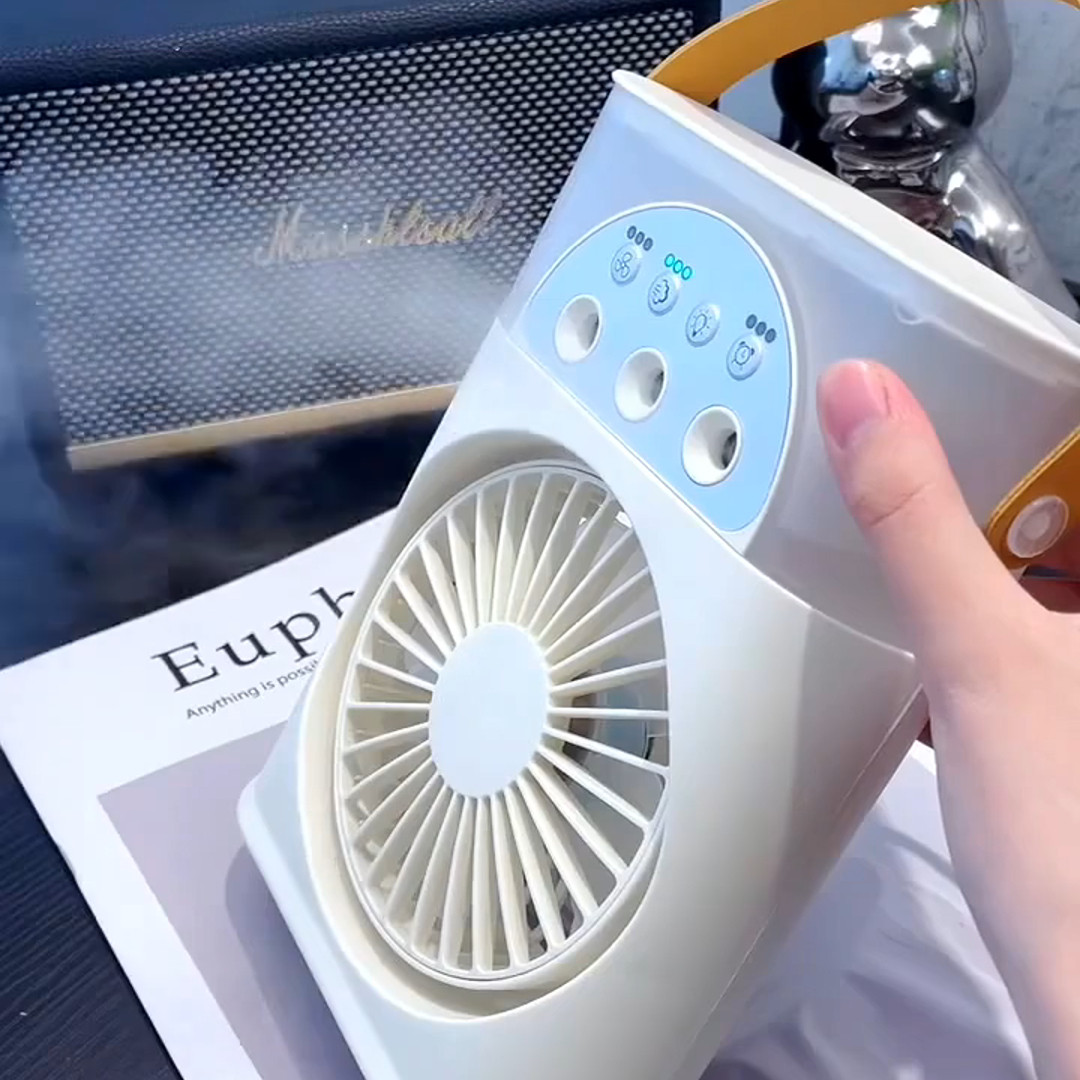 迷你冷风机三孔喷雾水制冷加湿器USB充电家用卧室办公室补水风扇