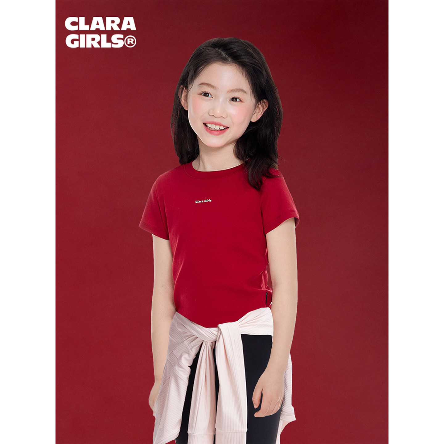 claragirls女童新年红色短袖T恤加厚26早春儿童运动圆领打底上衣,童装/婴儿装/亲子装,T恤,淘宝优惠券,粉丝福利购,淘宝优惠卷