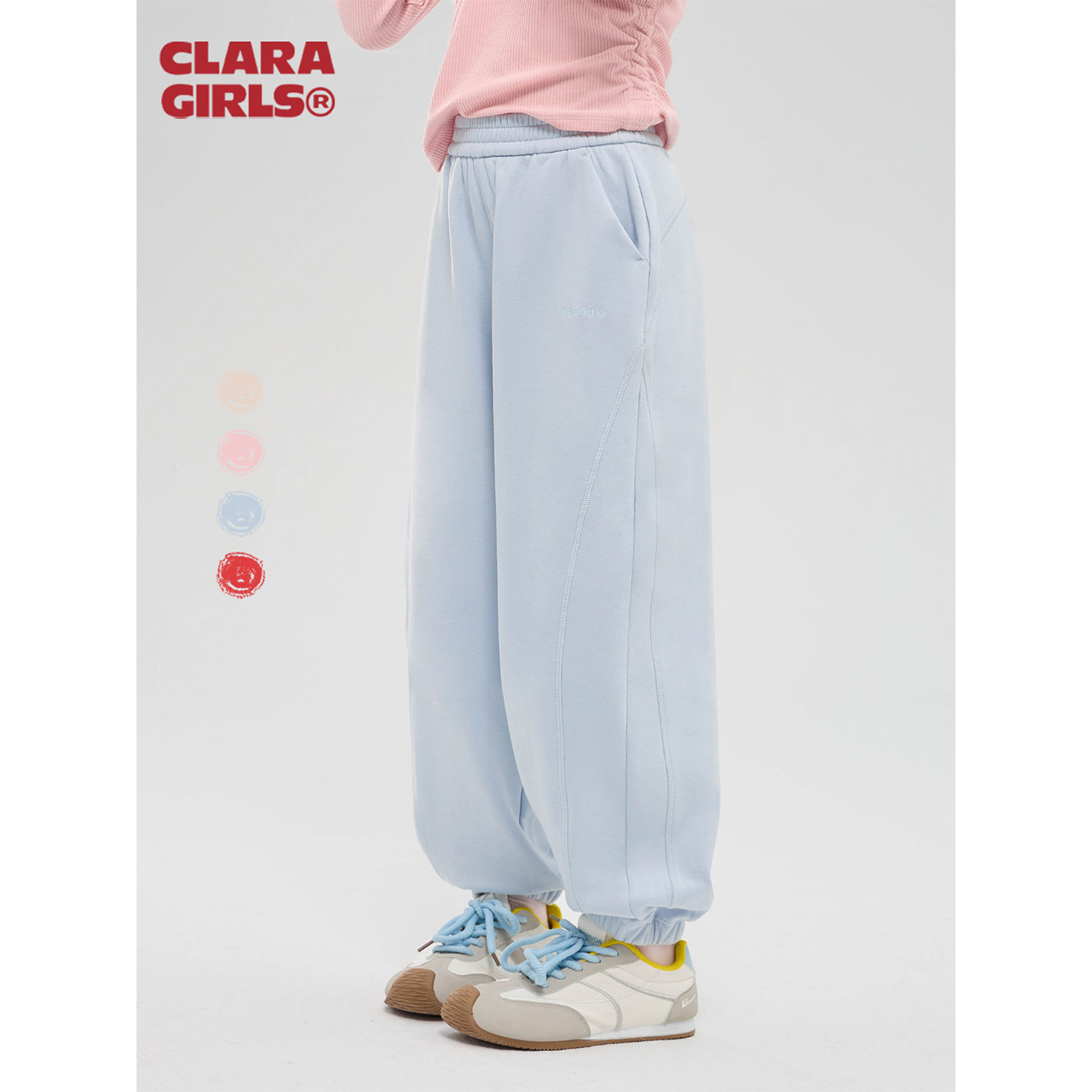 claragirls【单向导湿】女童束脚运动卫裤薄绒26秋儿童宽松跑步裤