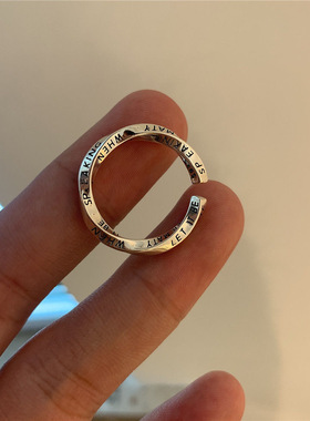 戒指几何莫比乌斯戒指男女复古时尚个性字母开口指环ins食指戒潮