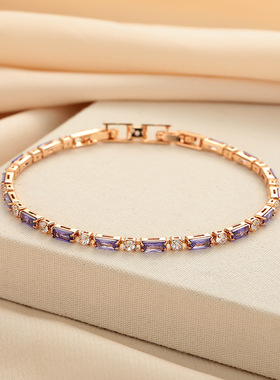 轻奢紫水晶仿莫桑石手链不掉色