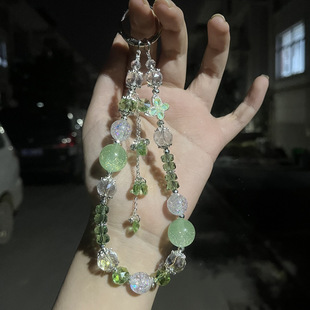 手机链挂饰diy绾青水晶手机挂链挂绳爆闪挂手腕高颜值挂链包挂件