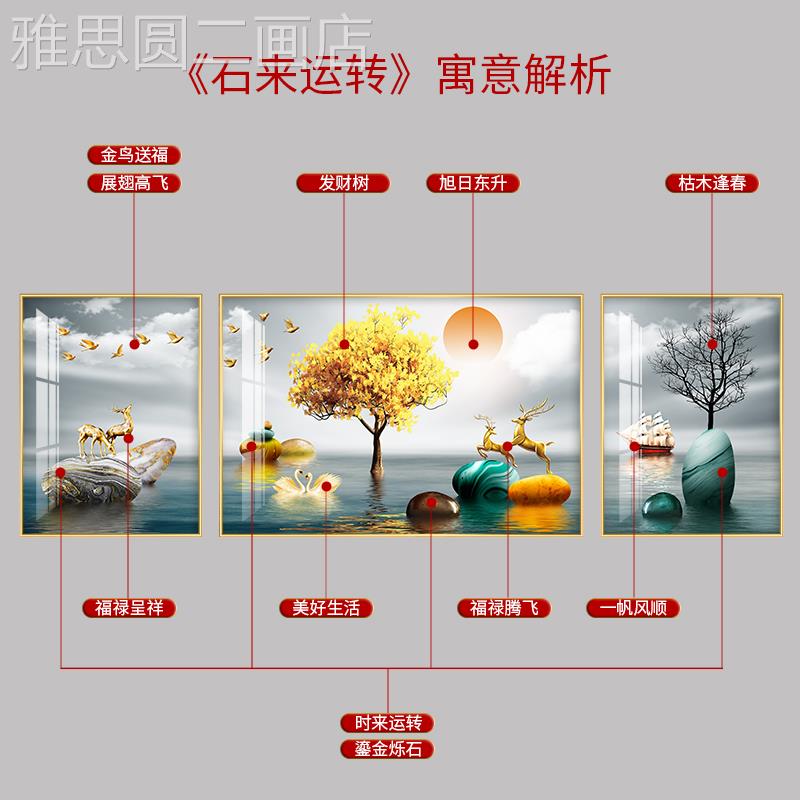 网红发背景墙装饰画画升沙画轻奢现代高档旭东三日联画画挂画客厅图片