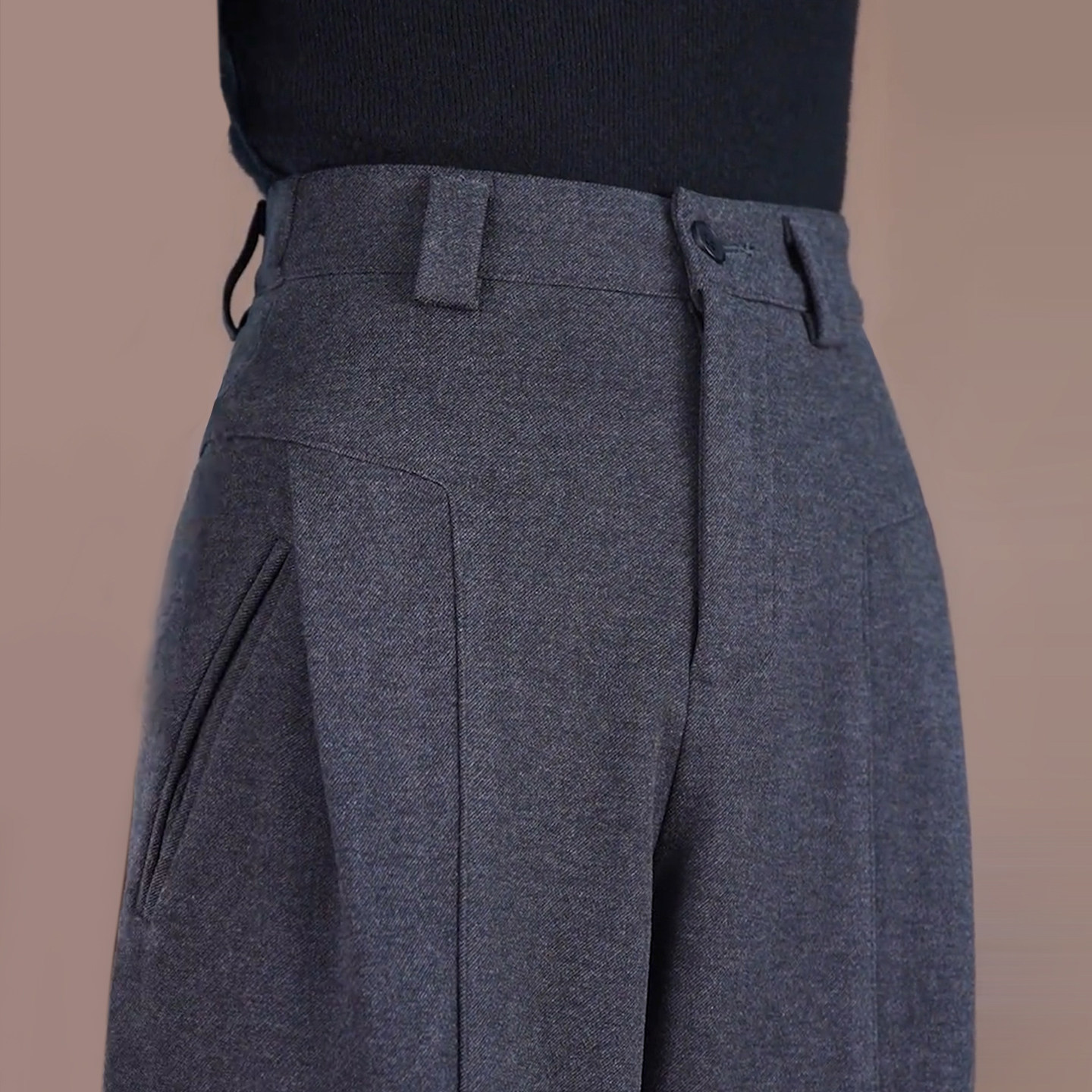 灰色毛呢西装阔腿裤女秋冬2025新款大码胖mm显瘦宽松高腰直筒裤子