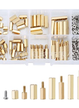 跨境厂家 180PCS盒装 单双通六角铜柱m3 隔离柱螺丝螺母组合