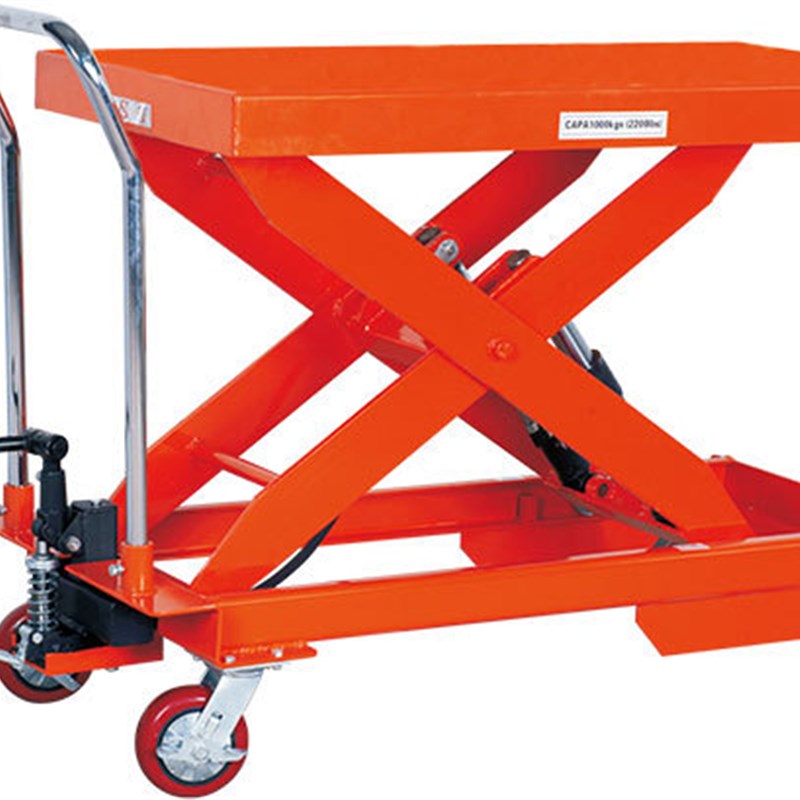 供应手动液压升降车-承重1吨升高1米手动液压升降台PT1000