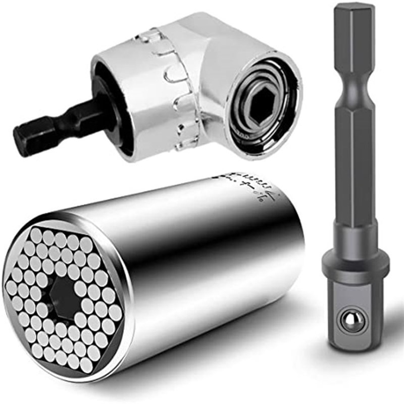 3件105度拐弯 电钻配件+魔术多用套筒7-19mm+连接杆 套件