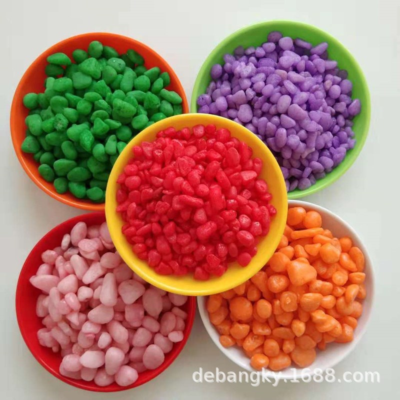 供应水洗石彩色石子 染色五彩石 水磨石 盆栽彩色小石头 小彩石头