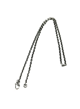 WANGWANGGA圆环平角项链3MM百搭吊坠做旧S925银复古情侣银饰项链