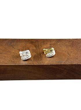 WANGWANG做旧925纯银黄铜镀金双羽毛情侣可调节银饰素银潮流戒指