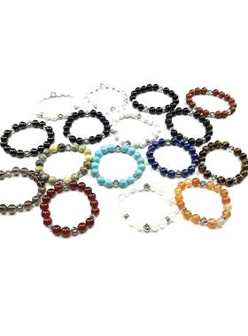 WANGWANG 四银饰10MM复古做旧民族风藏银情侣潮流串珠银手链粗款