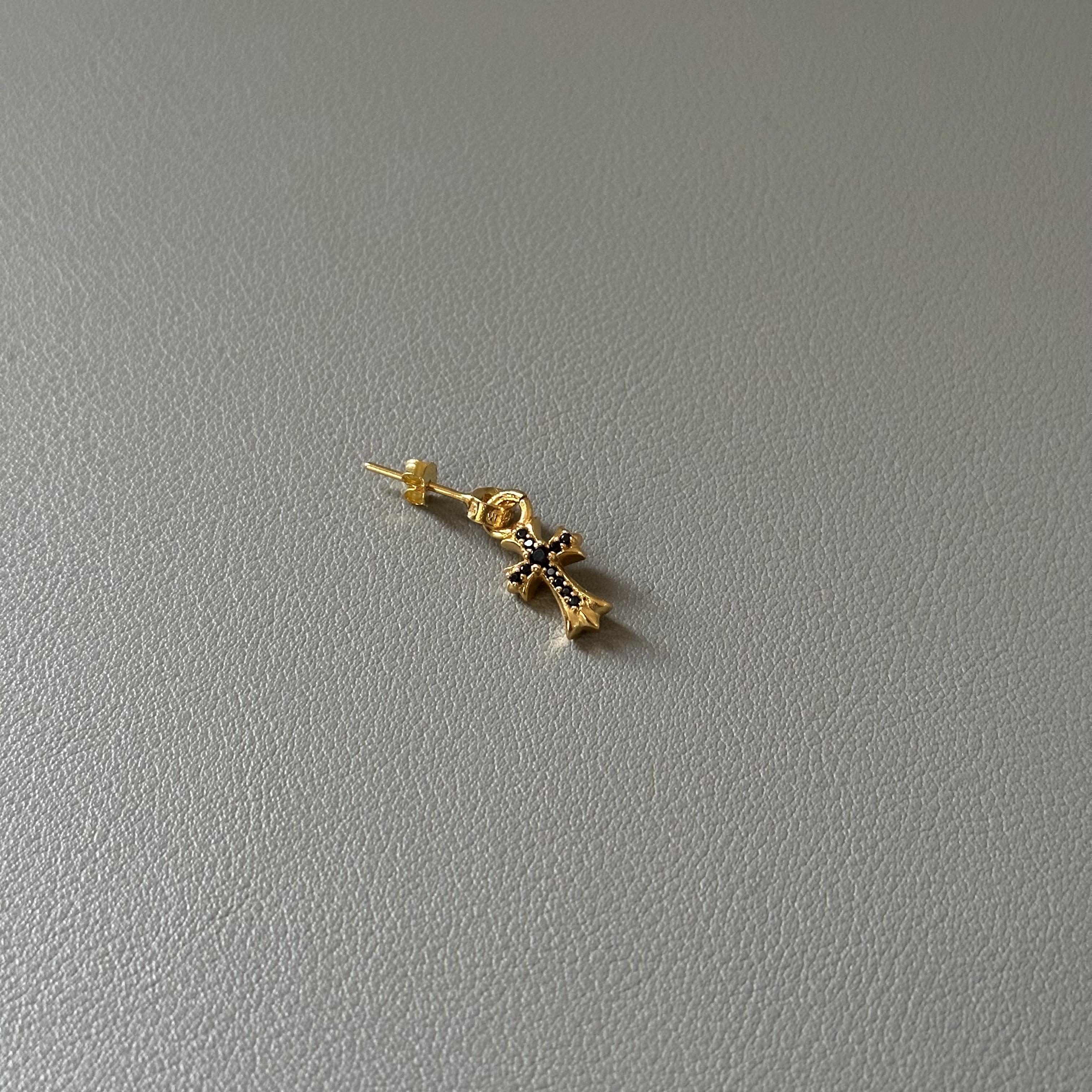 清仓特价WANGWANG耳钉925银十字花十字架鸢尾花潮流街头耳钉耳环