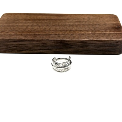 WANGWANG复古925纯银蔷薇老鹰纹高桥风素银羽毛情侣做旧银饰戒指